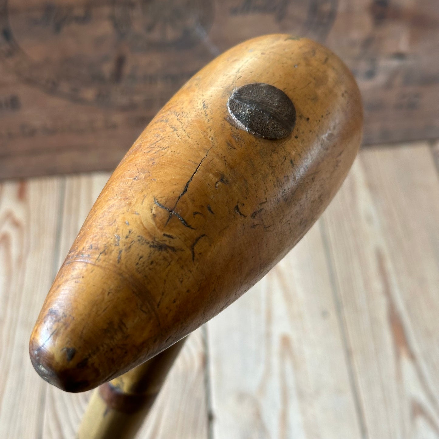 H2451 Vintage 1950 Korean War LIGNUM Lead BOSSING MALLET plumbers mallet