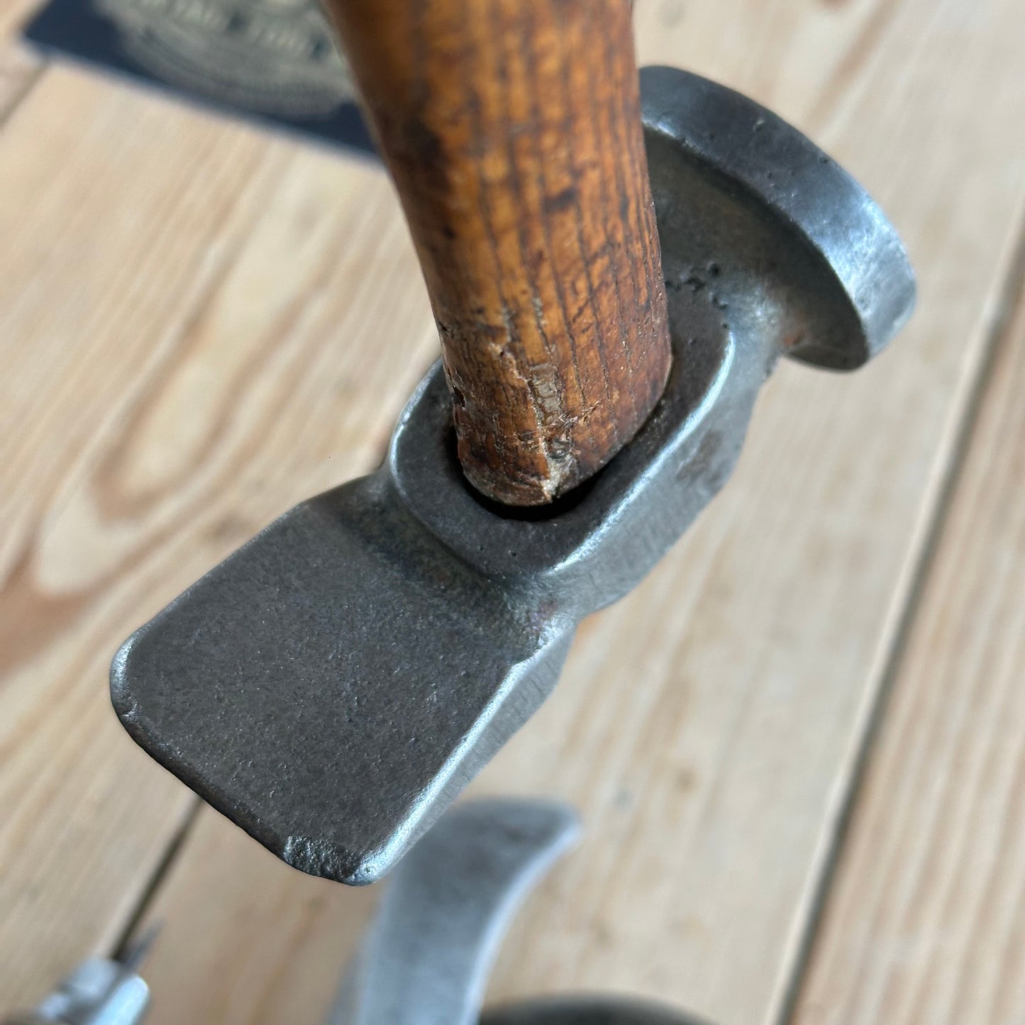 SOLD. H2240 Vintage set of 5 leather work TOOLS cobblers hammer awl knife 1/2 moon