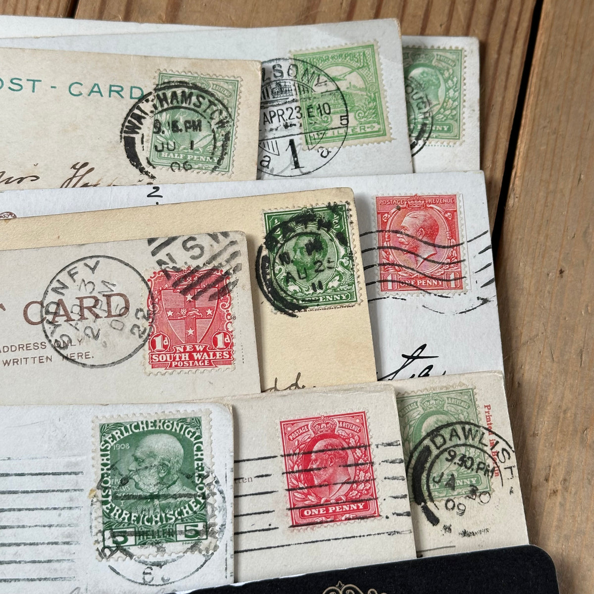 VD0-17 Vintage 9x Vienna etc EUROPEAN POSTCARD series 1905-1923 stamps handwritten souvenir post cards junk journal diary collection
