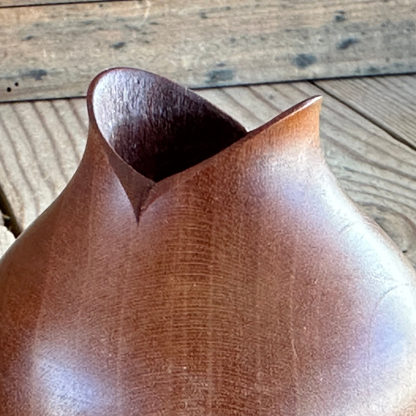 SOLD. Vintage pair of signed CHERRY wooden CANDLE HOLDERS