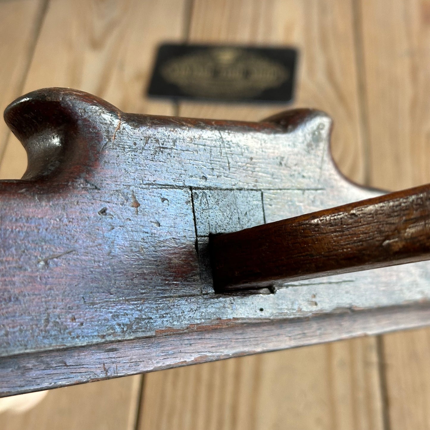 SOLD. H1534 Vintage FANCY Brass & Red Cedar PANEL GAUGE