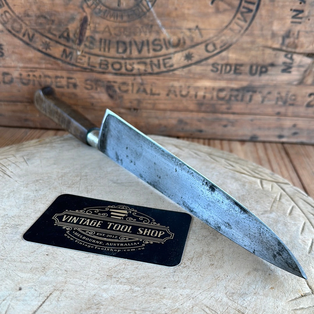 SOLD D1516 SHARP! Vintage FRENCH NOGENT CARBON steel Kitchen KNIFE figured handle