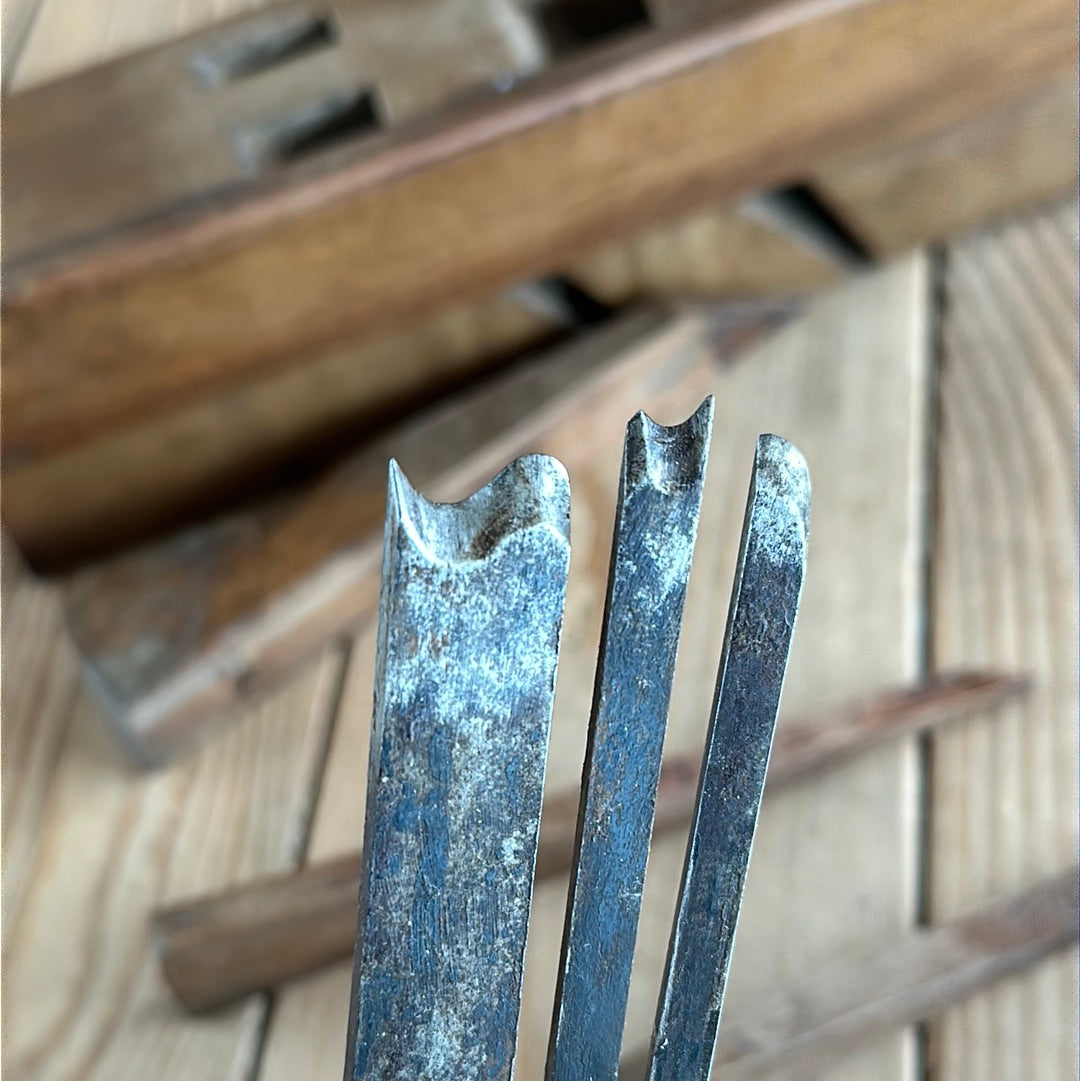 Y118 Antique TRIPLE Iron FRENCH Wooden MOULDING PLANE