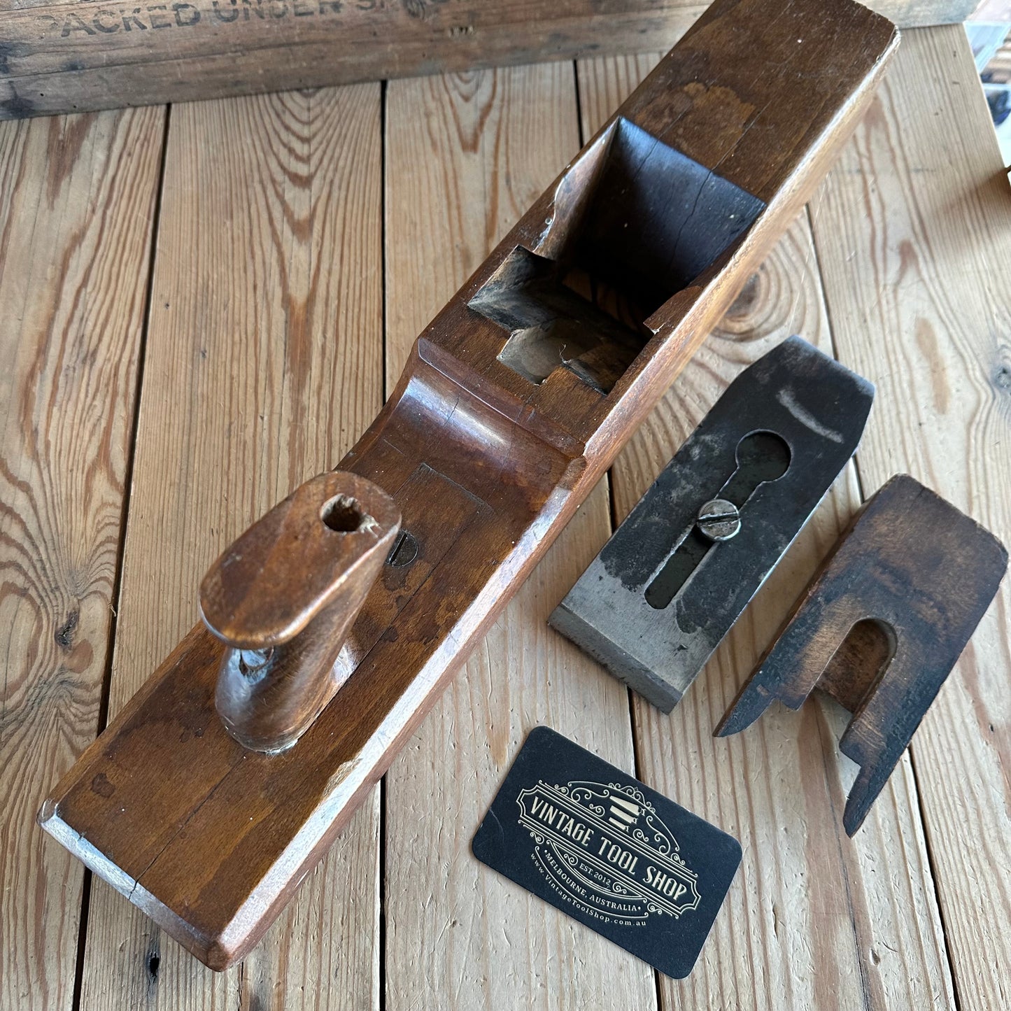 SOLD. H2067 COOL! Antique 18” User Made RAZEE Wooden PLANE