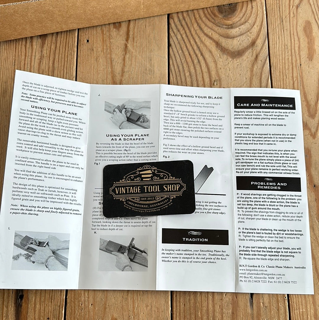 SOLD N1002 Contemporary Australian HNT GORDON Macassar EBONY Smoothing PLANE