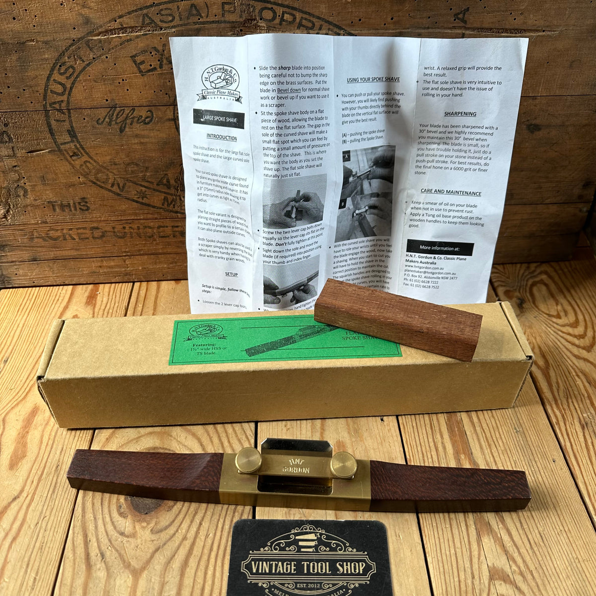 C4 TIDY! Contemporary Australian HNT GORDON Beefwood FLAT SOLE SPOKESHAVE IOB