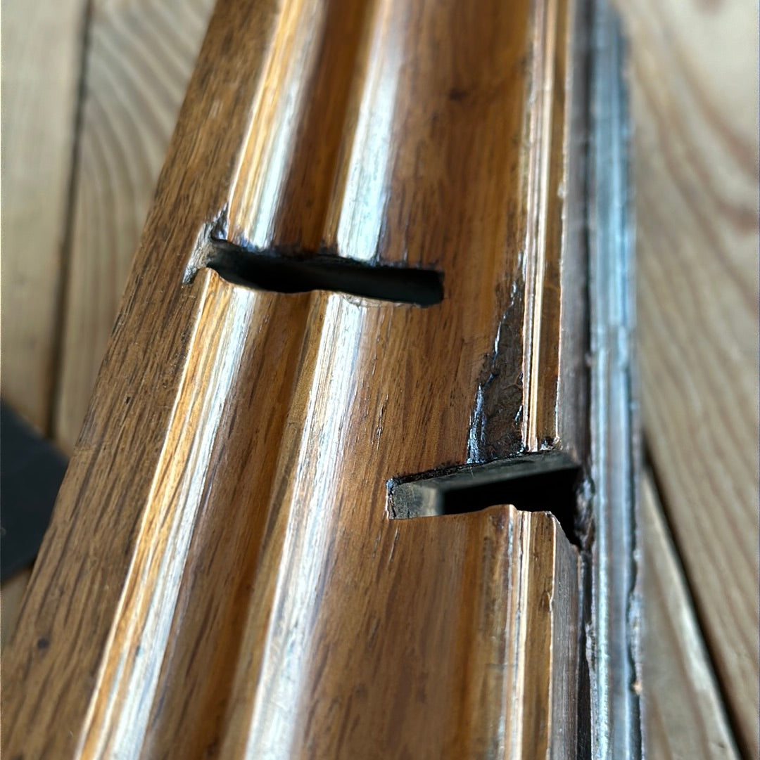Y1528 Vintage COOL FRENCH Twin Iron Wooden MOULDING PLANE perfect Patina