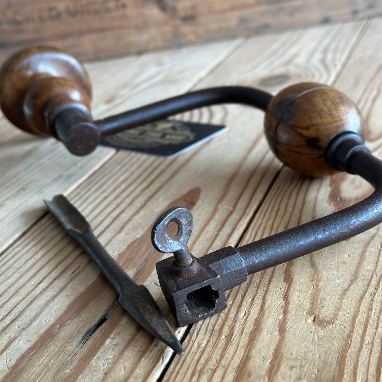 T9020 Antique FRENCH Early Style BRACE Ornate Handle Drill