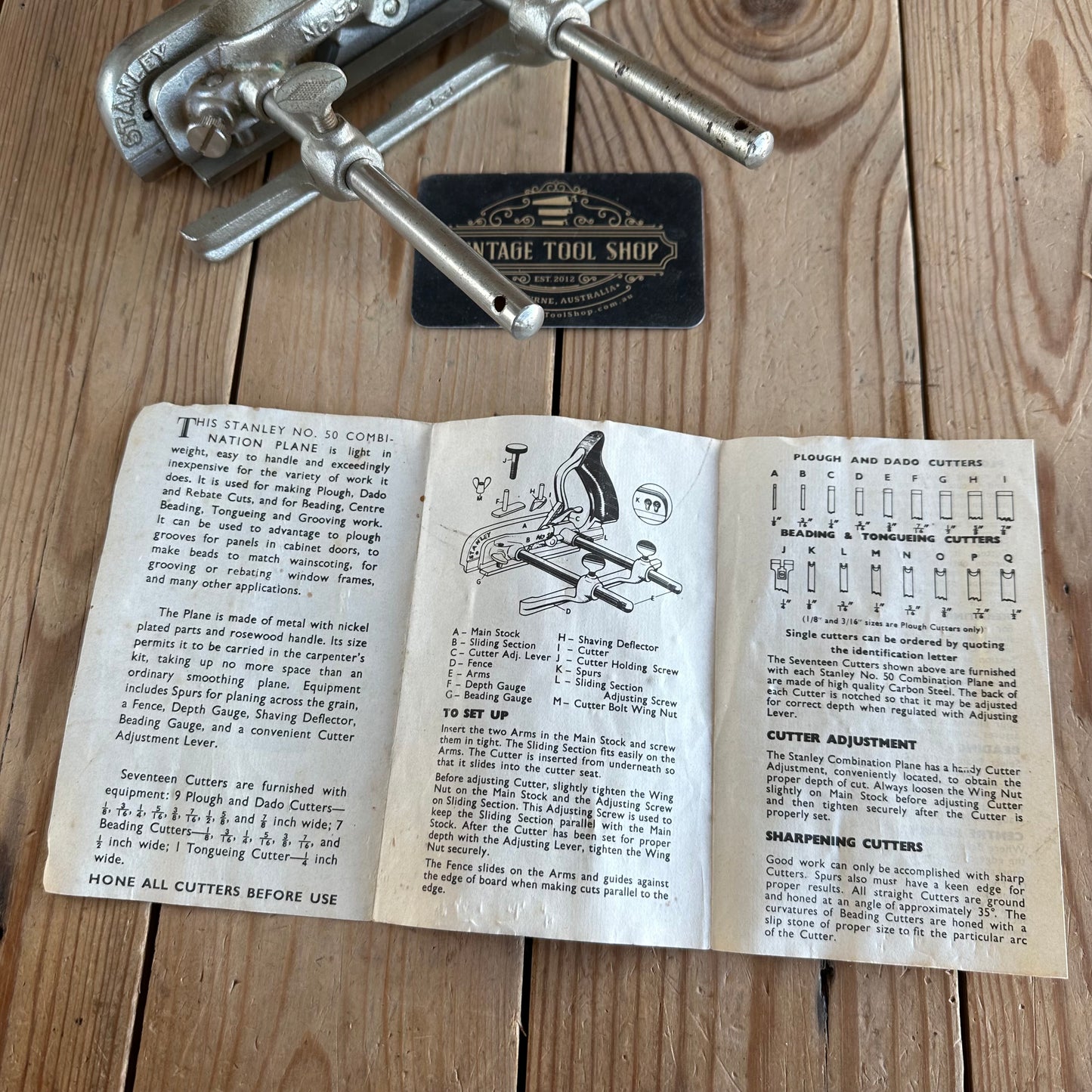 SOLD. H1871 Vintage STANLEY England No.50 plough Plow PLANE