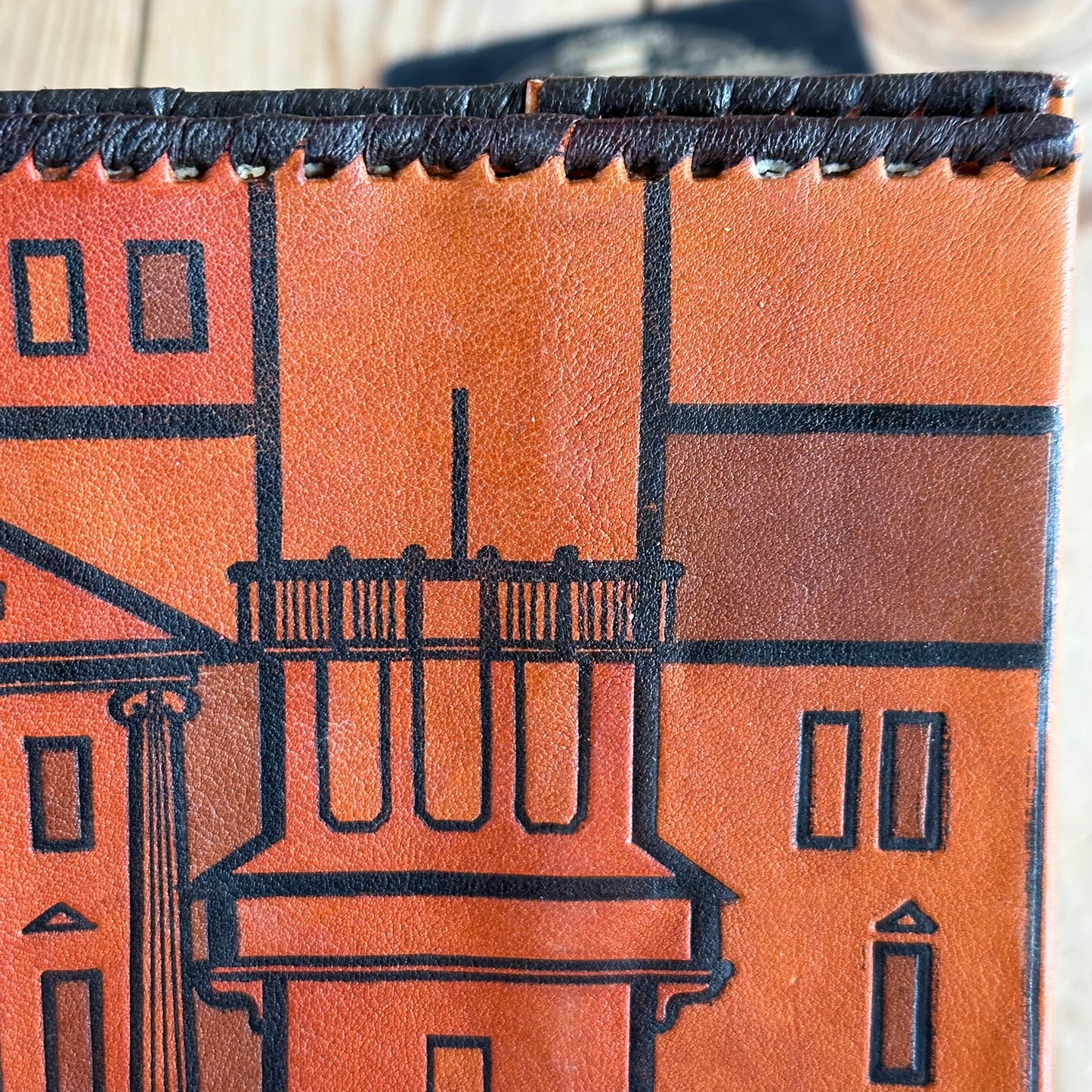 SOLD VD2268 Vintage 1960s LEATHER BOOK notebook journal diary COVER handmade in Estonia Tartu