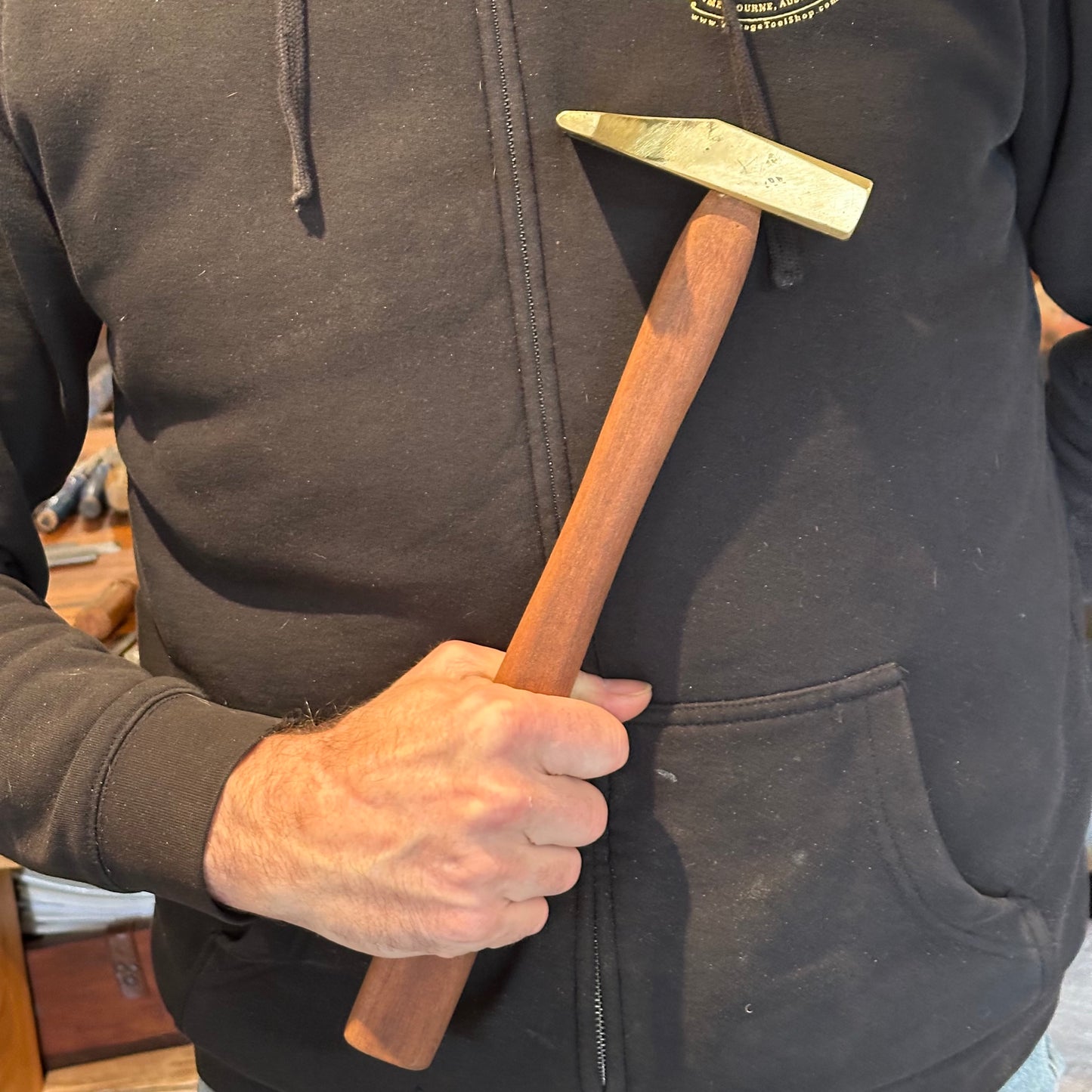 N1797 COOL! Vintage BRASS VENEER HAMMER