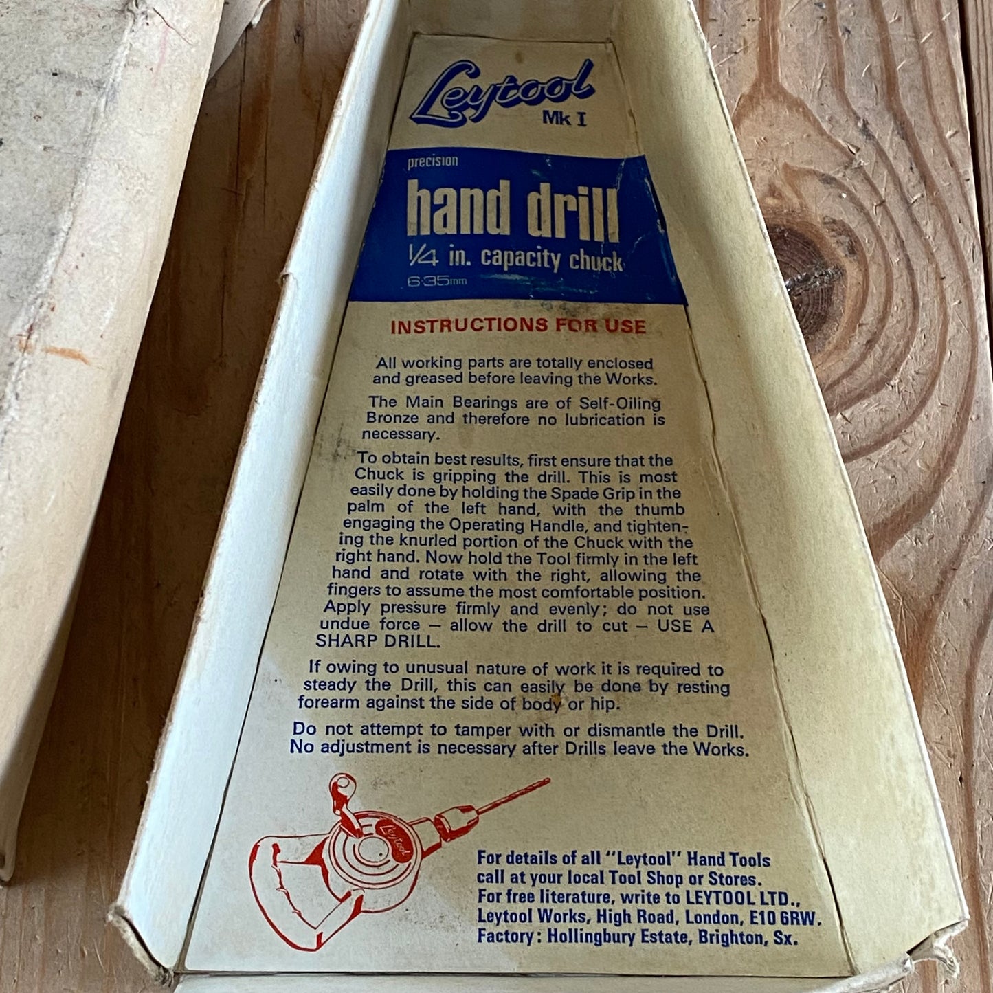 SOLD N769 Vintage LEYTOOL England Precision HAND DRILL IOB