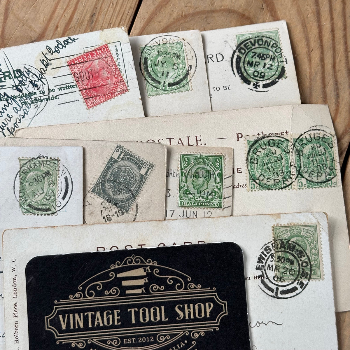 VD0-11 Vintage 10x ENGLISH POSTCARD series 1906-1912 stamps handwritten souvenir post cards junk journal diary collection