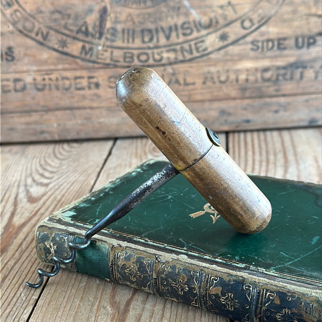 H883 Vintage wooden handle BOTTLE OPENER CORKSCREW