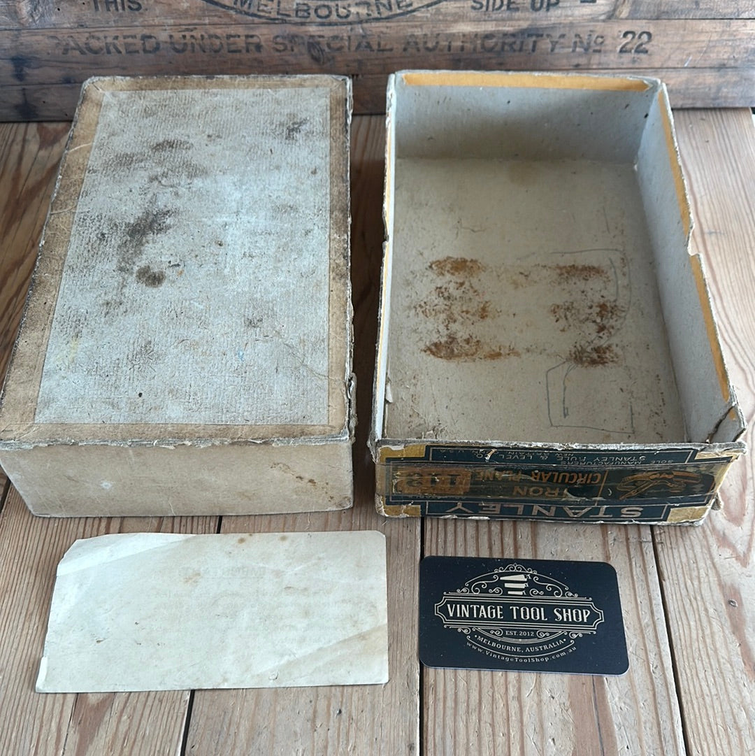 SOLD N1018 Antique STANLEY No:113 Sweetheart era COMPASS Circular Plane IOB box