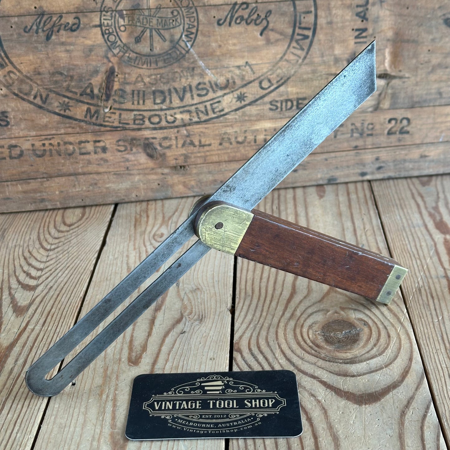 N1981 Vintage MARPLES 1941 DD mahogany & brass BEVEL