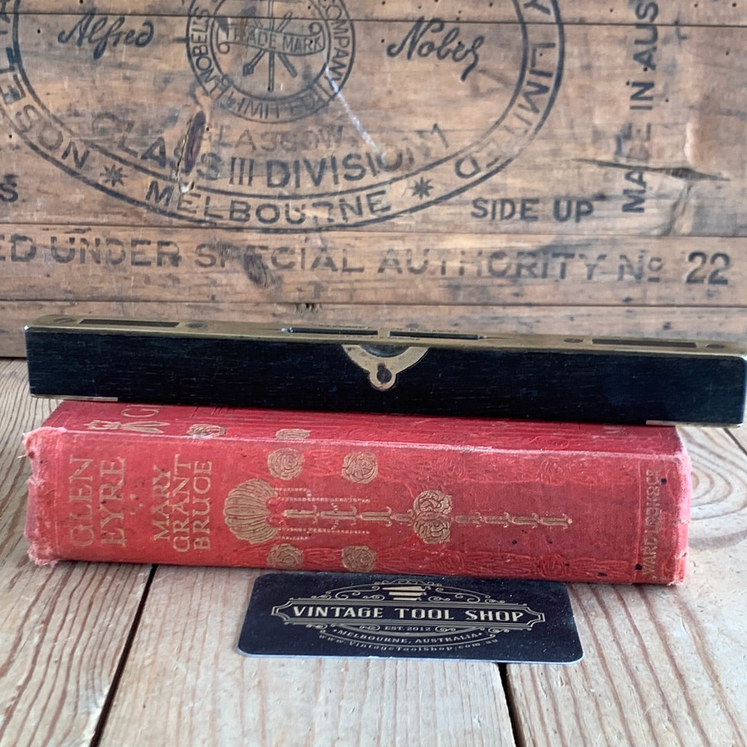 SOLD D1097 Vintage fancy 9” BENNET B BURLEY Scotland EBONY & BRASS LEVEL