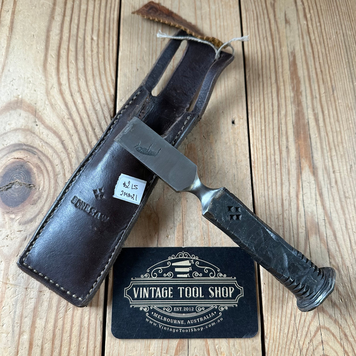 JMB18-JMB21 NEW! 1x Blacksmith made HAND FORGED high tensile steel CHISEL handmade genuine leather SHEATH. Made by BONESAW