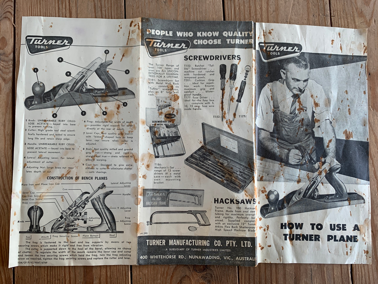 SOLD Vintage TURNER Australia No.4 smoothing PLANE IOB