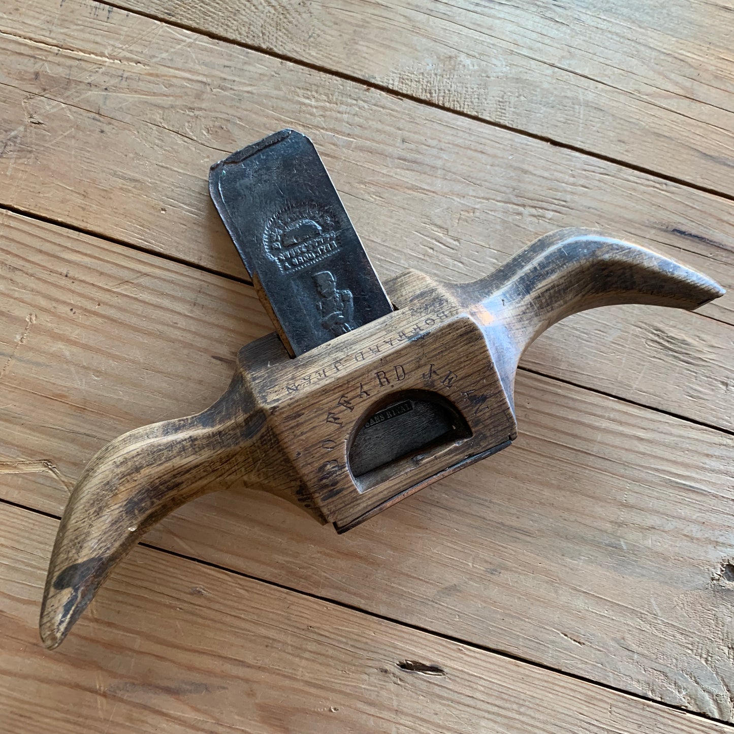 SOLD Antique NAPOLEON Bonaparte PLANE BLADE wooden French SPOKESHAVE