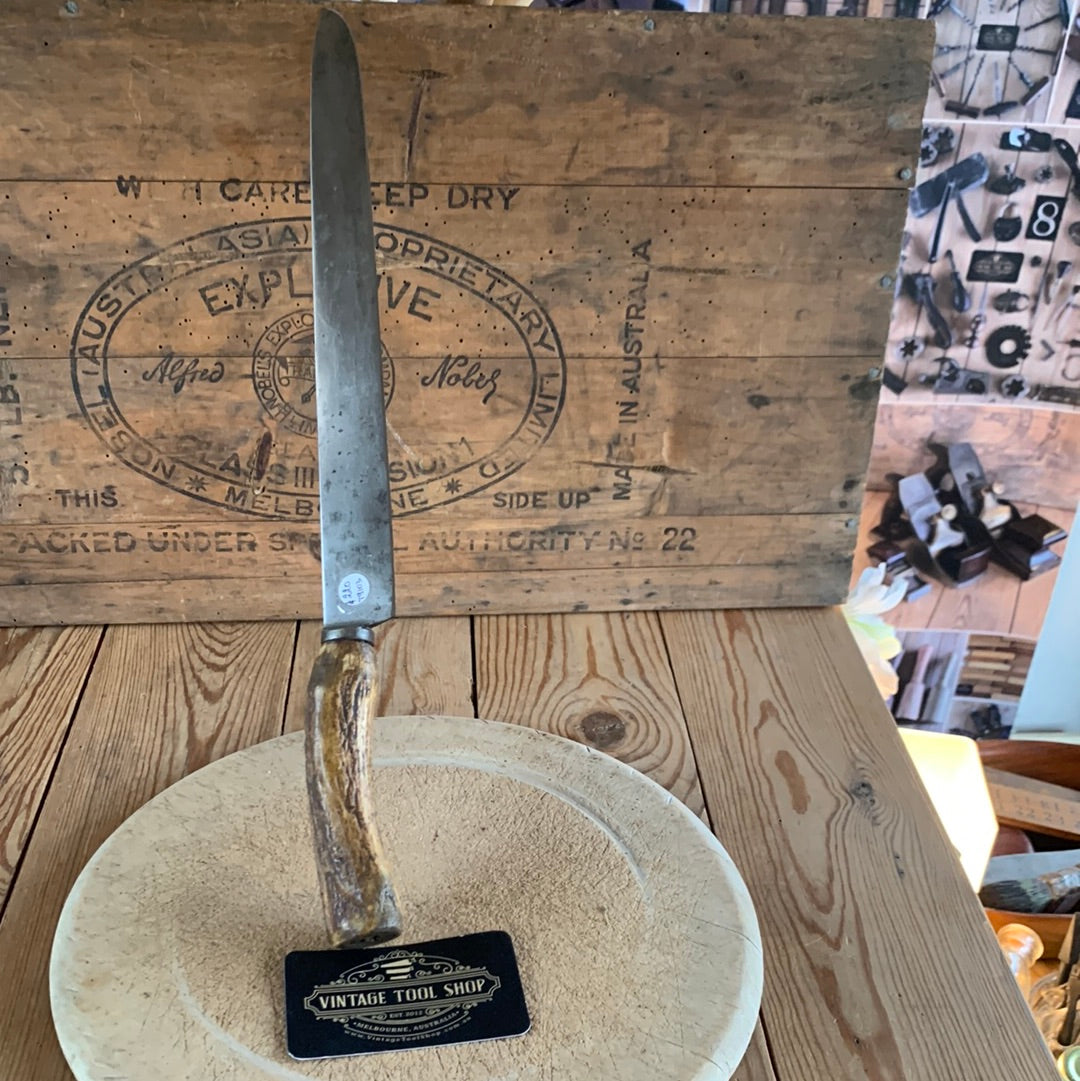 SOLD T9103 Vintage SHEAR STEEL with STAG handle kitchen Carving KNIFE