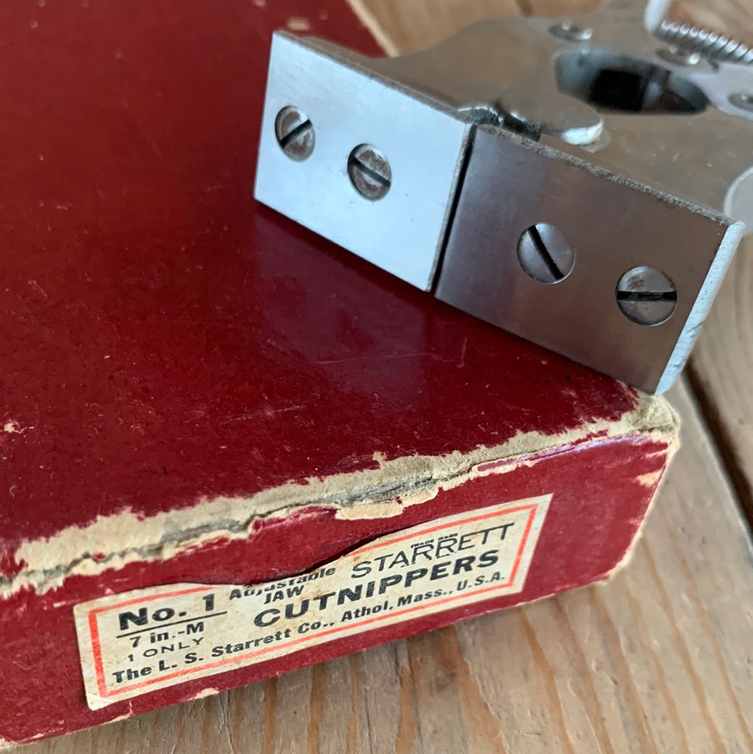 SOLD T9805 Vintage STARRETT USA adjustable jaw NIPPERS IOB