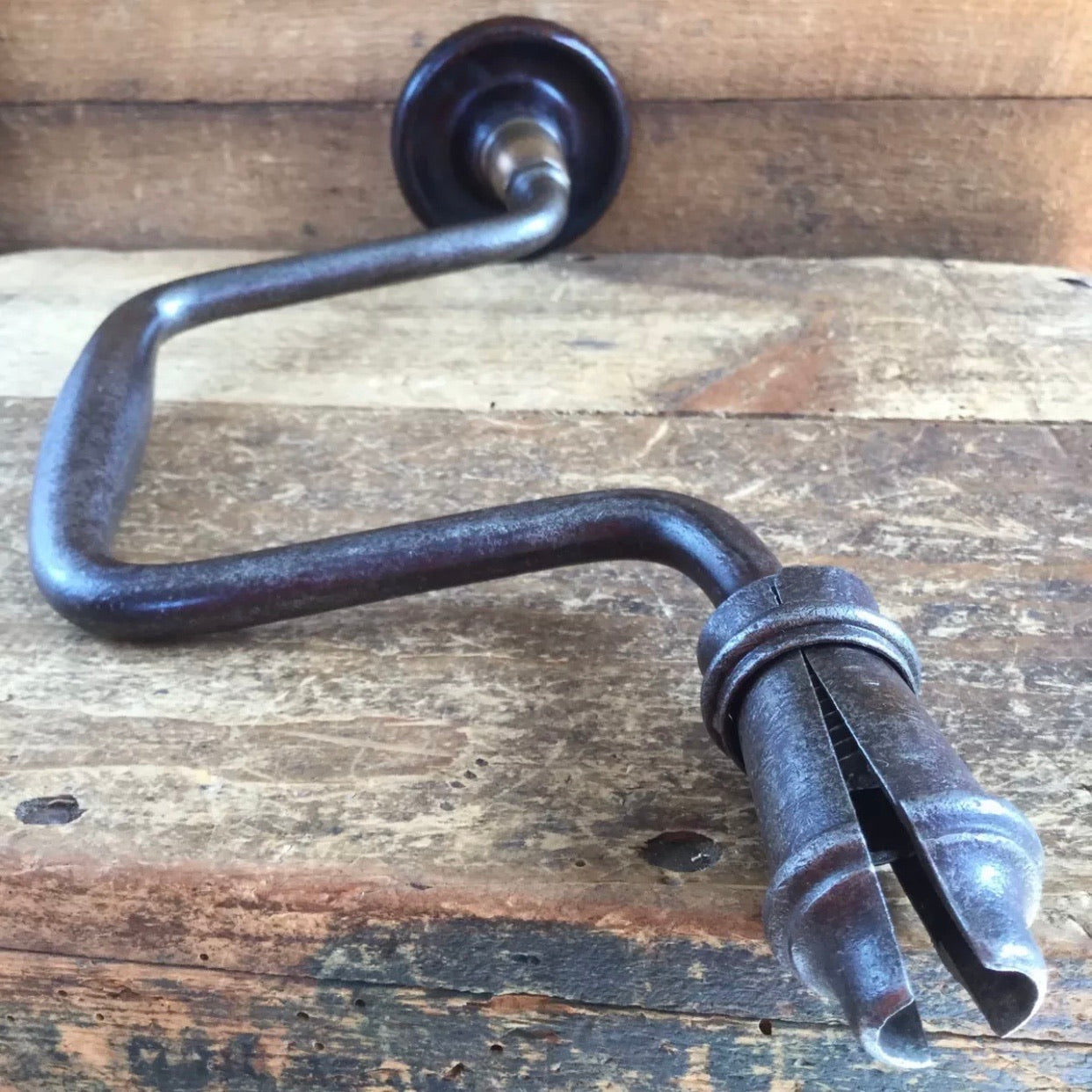 Antique EARLY NOBLES PATENT BRACE 10" Vintage Old Drill Hand Tool