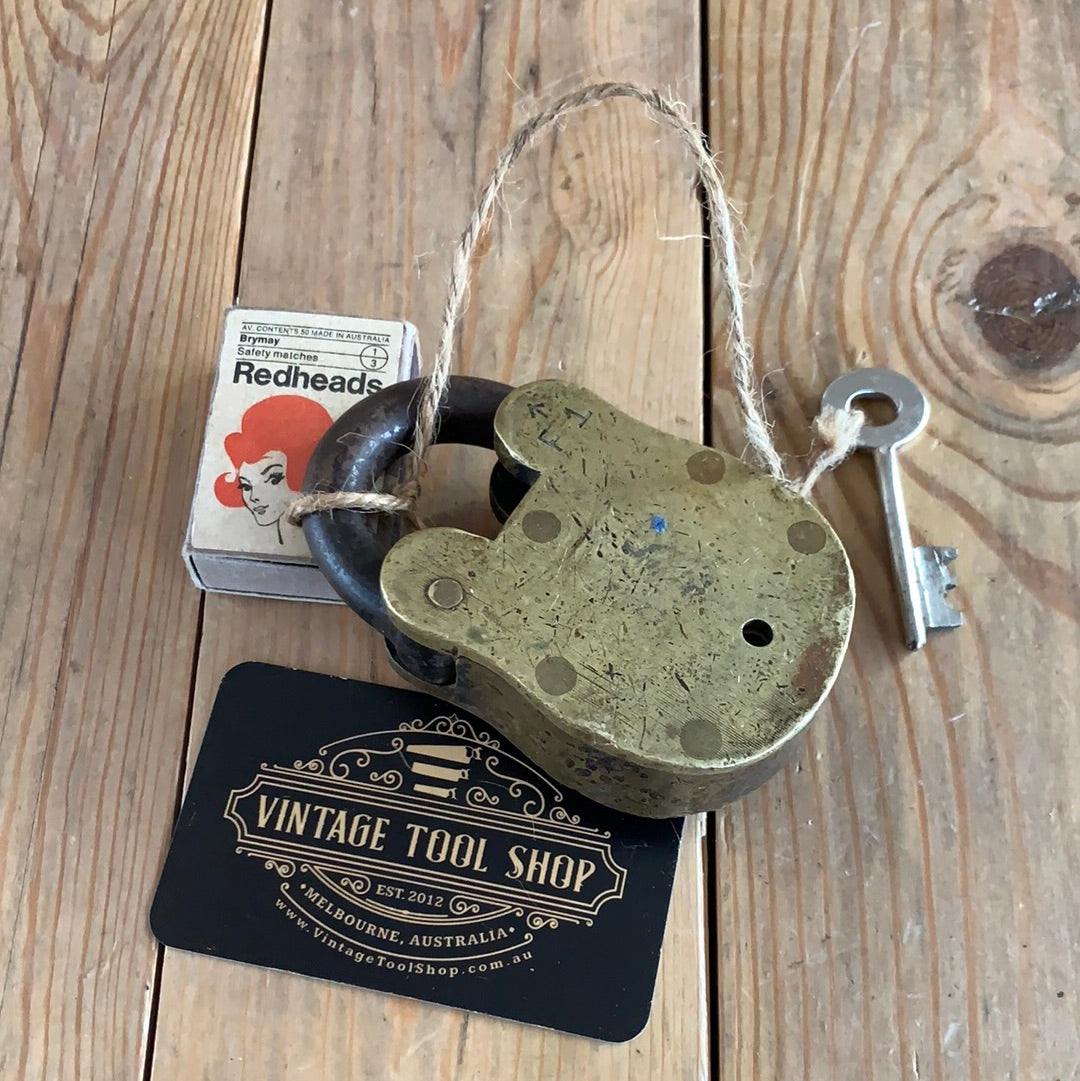 SOLD Antique working brass LOCK & KEY display item T8672