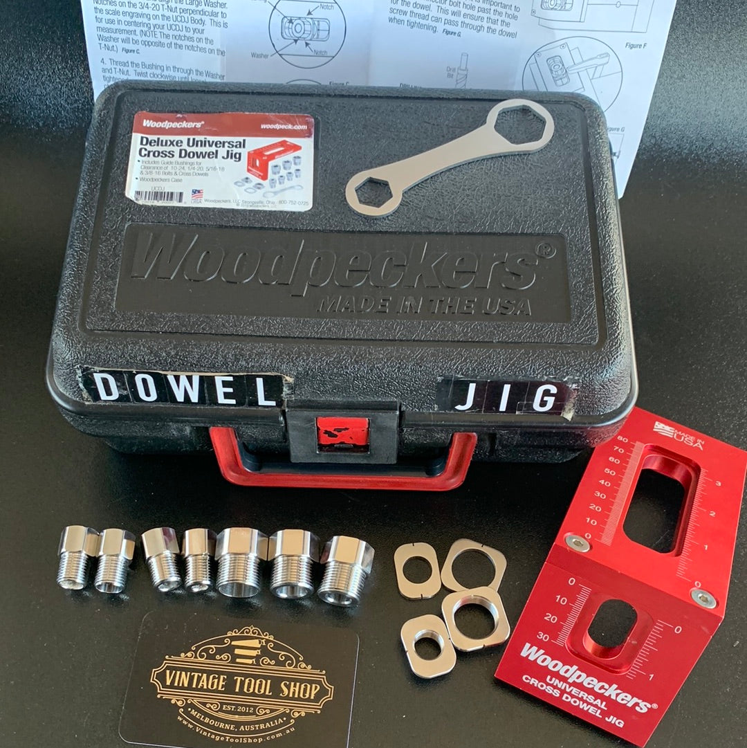 SOLD WP25 USA made WOODPECKERS Deluxe Universal cross DOWEL JIG IOB instruction
