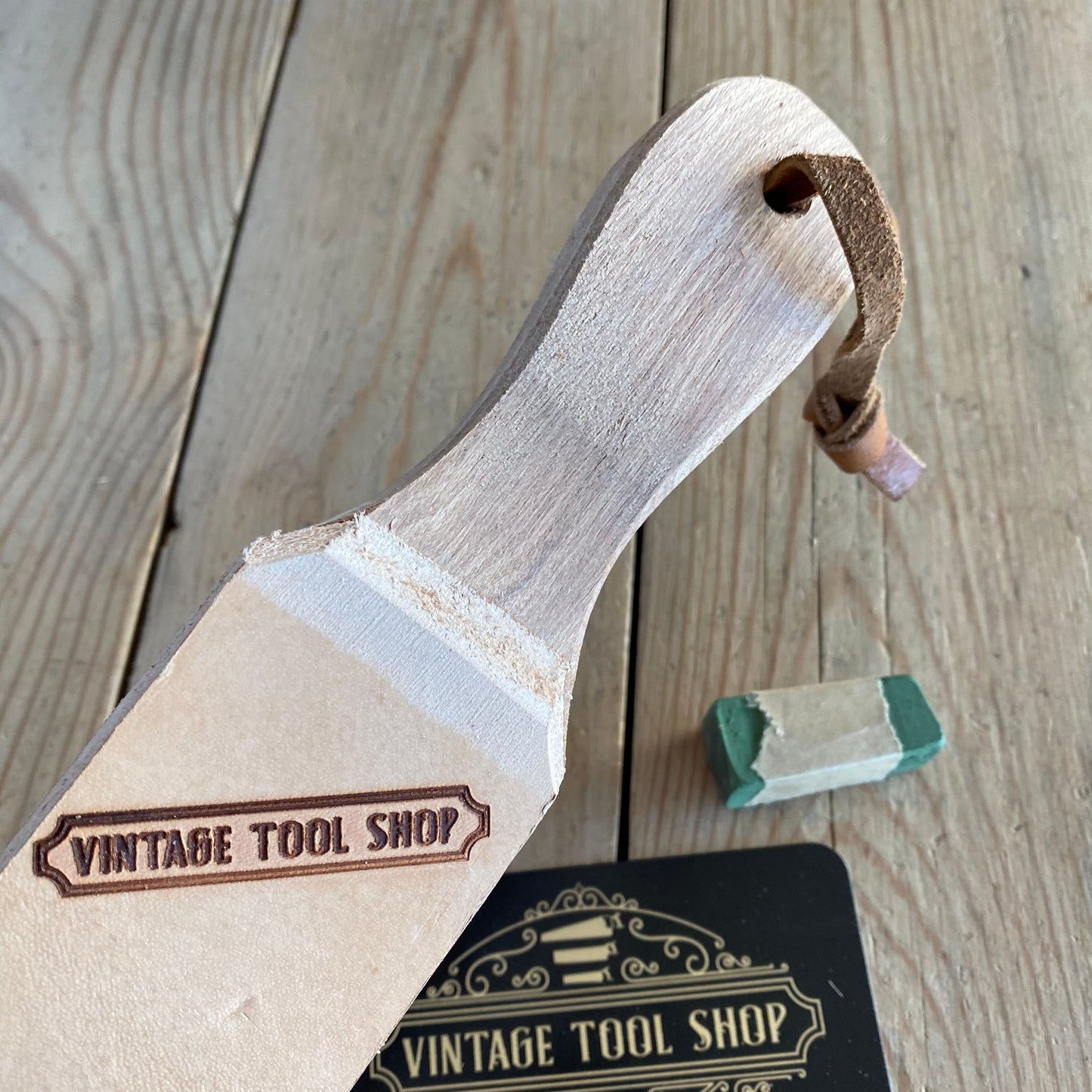 New Vintage Tool Shop Melbourne Ausrtralia handmade genuine leather and wood strop for sharpening knoves scissors chisels razors planes