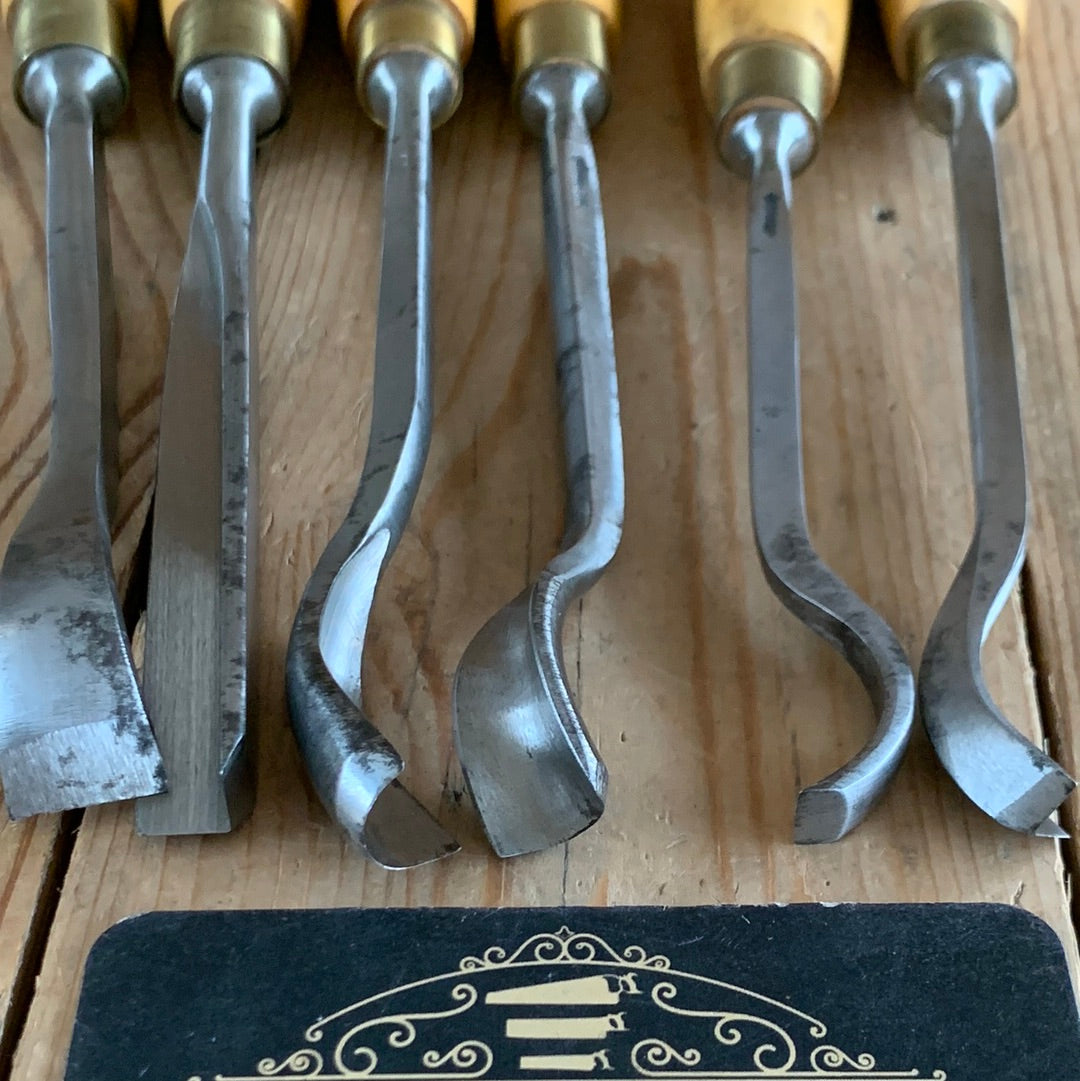 SOLD D926 Vintage 6x MARPLES England Carving CHISEL Set SPOON Gouges