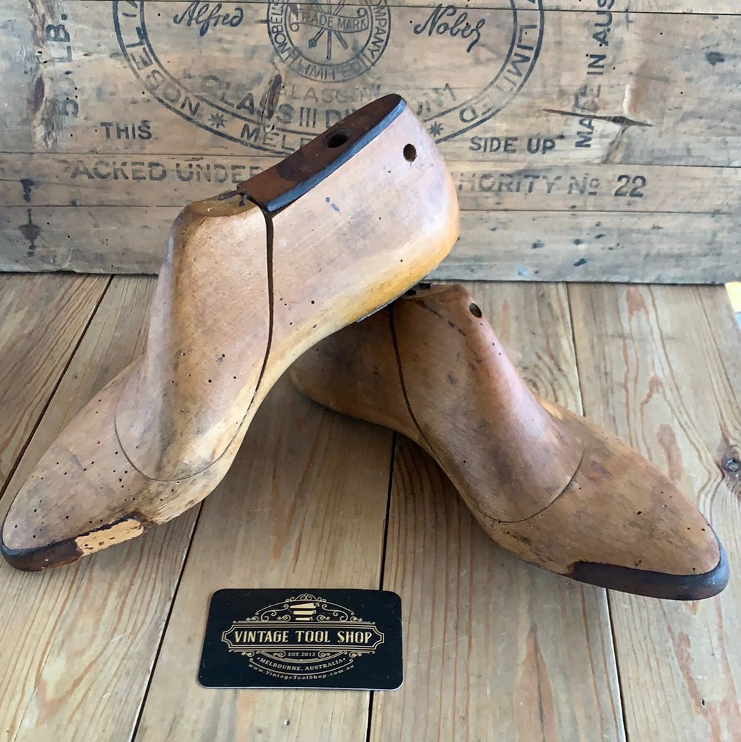 SOLD Vintage pair of WOODEN SHOE LASTS size 9 1/2 industrial display item T4643