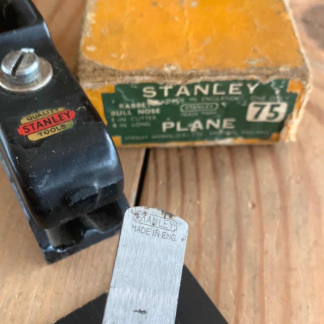 SOLD T9541 Vintage STANLEY England No.75 BULLNOSE bull nose rebate PLANE IOB