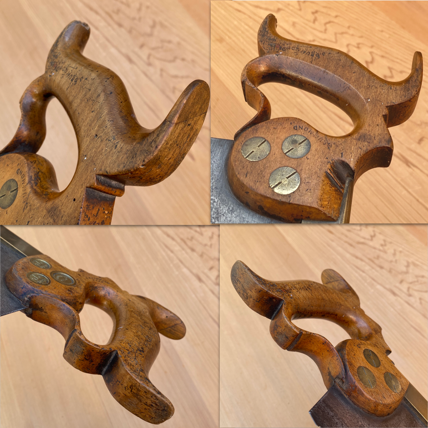 SOLD Antique Premium Quality SHARP! Scarce RICHARD GROVES & SONS triple medallion TENON SAW S234