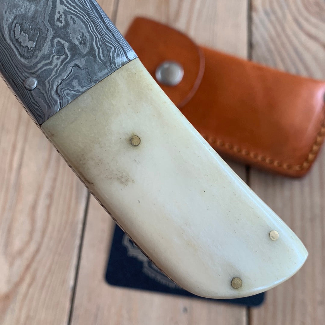 SOLD K20 Vintage BOLT Damascus & horn folding Handmade KNIFE