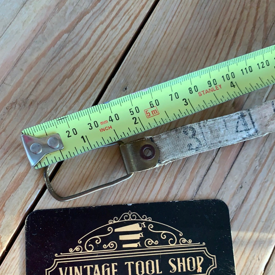 SOLD Vintage ENGLISH linen 78 foot measuring TAPE with LEATHER CASE T3640