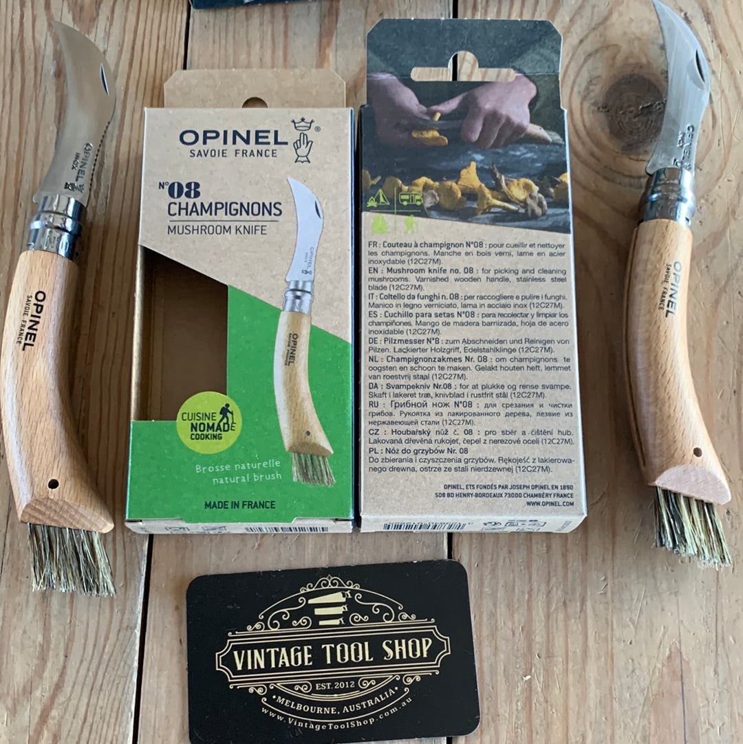 OPM8 NEW! 1x French OPINEL No. 8 folding MUSHROOM pocket KNIFE Beech wood handle