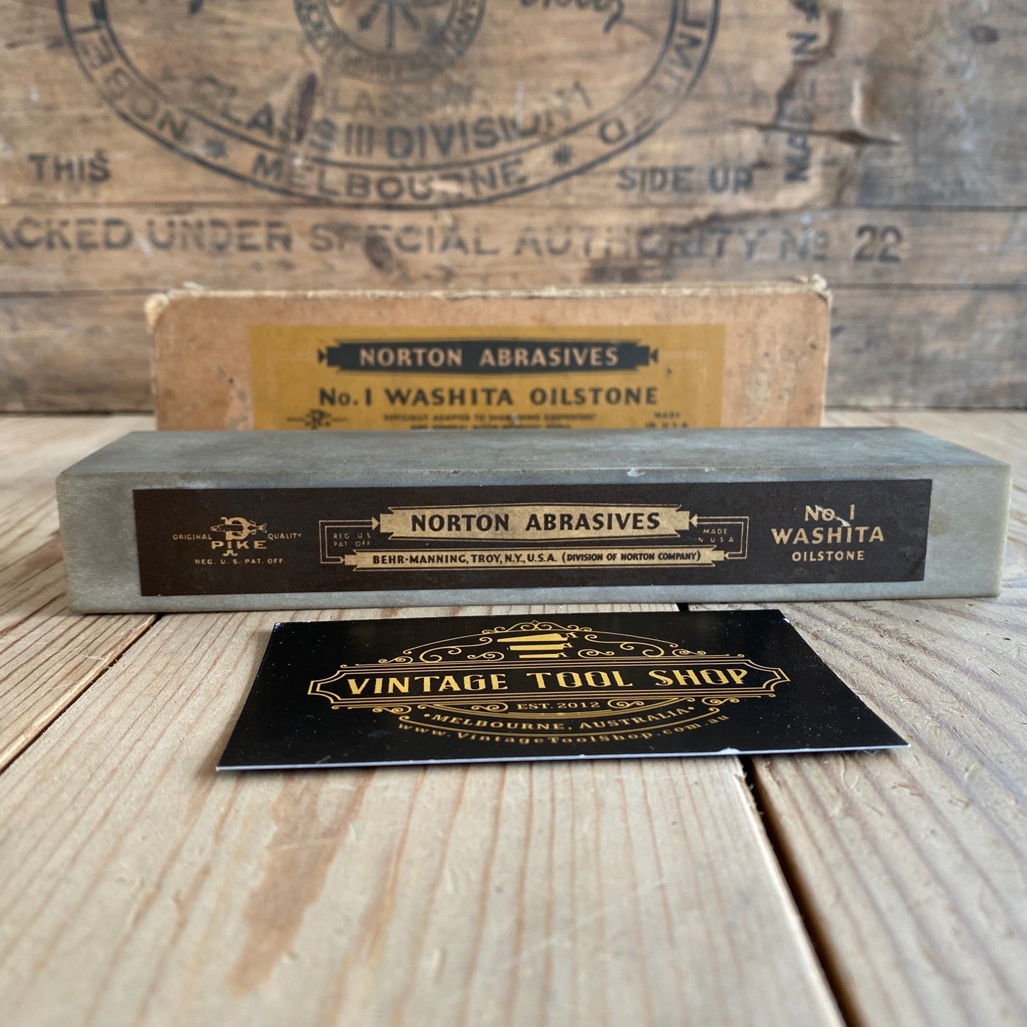 SOLD Vintage Norton WASHITA natural sharpening STONE IOB A75