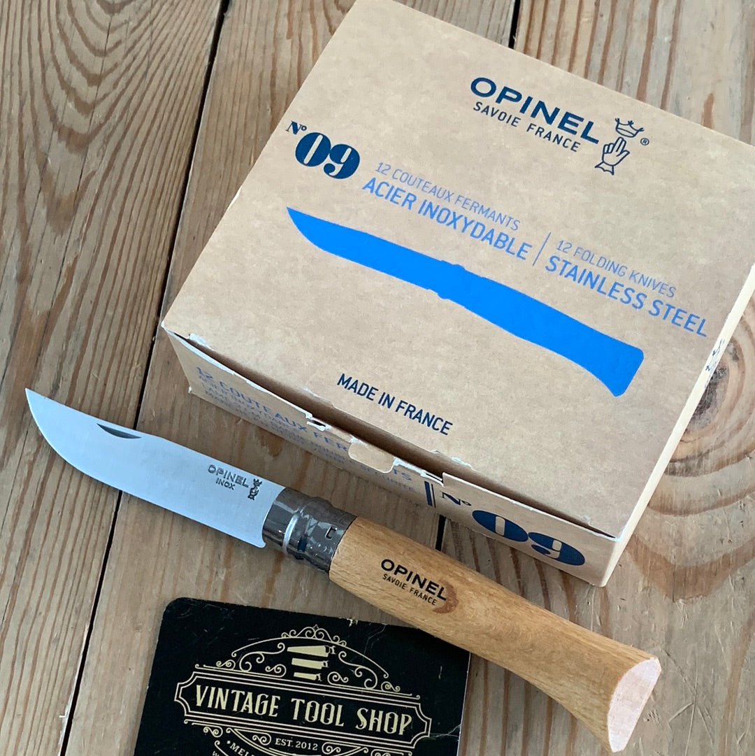OP9 NEW! 1x French OPINEL No.9 folding pocket KNIFE Beech wood handle