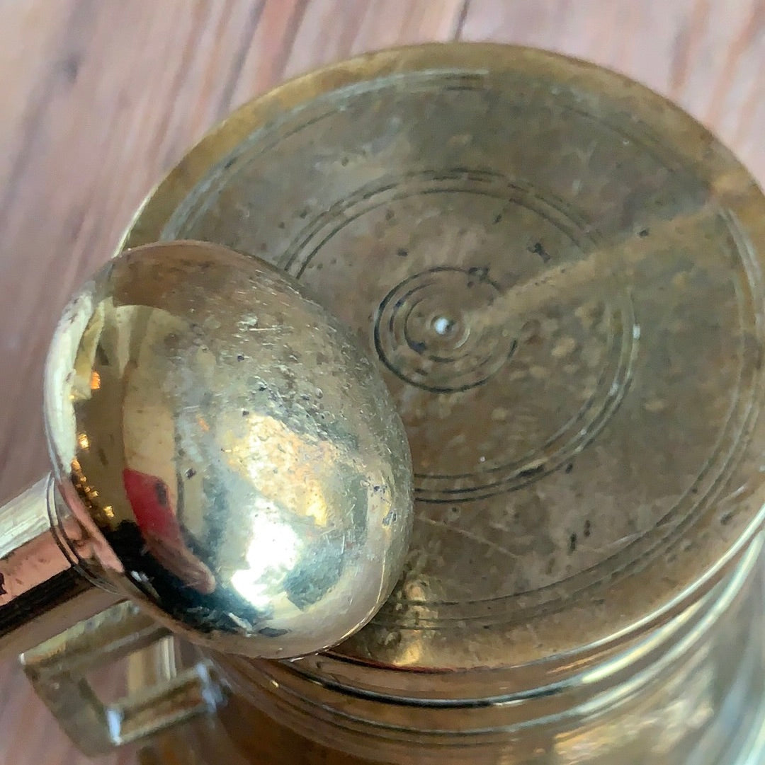 SOLD Antique brass MORTAR & PESTLE 1868 display item T8666