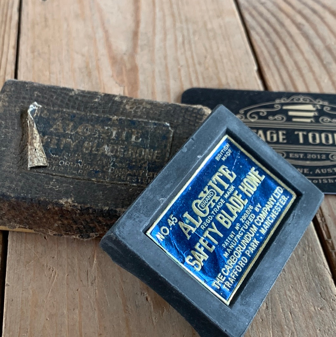 SOLD. A276 Vintage ALOXITE England safety blade HONE sharpening stone IOB