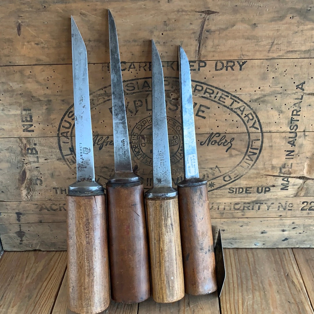 SOLD Vintage mixed set of 4 x MORTISE mortice CHISELS T100047