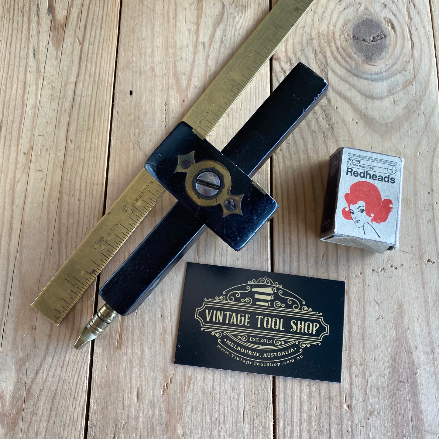 SOLD Vintage Fancy EBONY BRASS Mortise GAUGE T6795