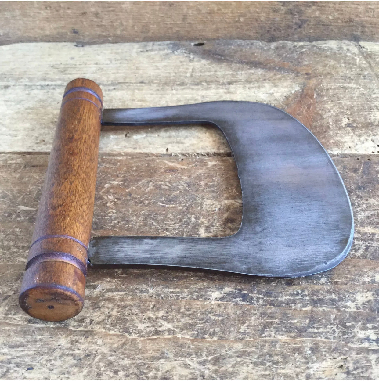 SOLD Vintage HARDWOOD & CARBON STEEL Chopper Herb Knife T1091