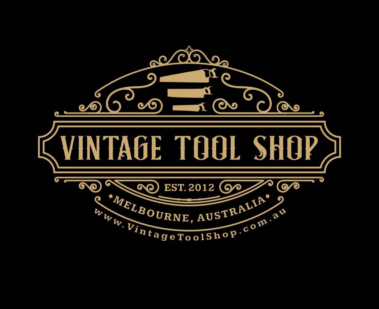 Vintage Tool Shop Melbourne Australia www.VintageToolShop.com.au Established 2012 gold black logo