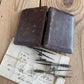 T9122 Antique small fancy DRAFTING tools DRAWING SET in leather box & 1830s envelope