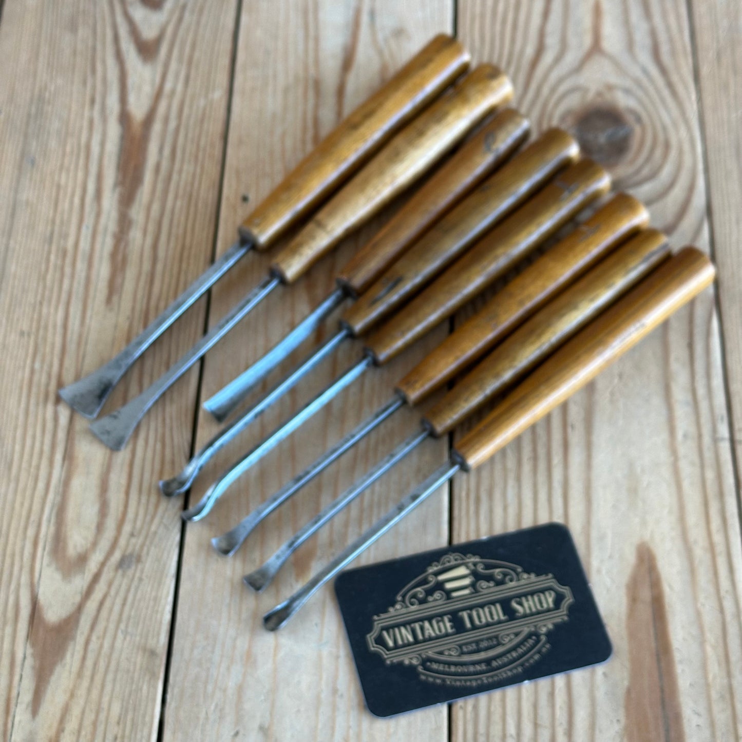 D1920 COOL! Vintage set of 8 x Carving CHISELS