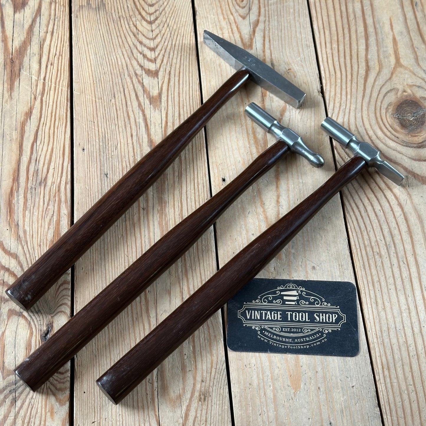 SOLD. N1697 INCREDIBLE! Vintage dated 1932 3x PRESENTATION Jewellers Metalworking HAMMERS