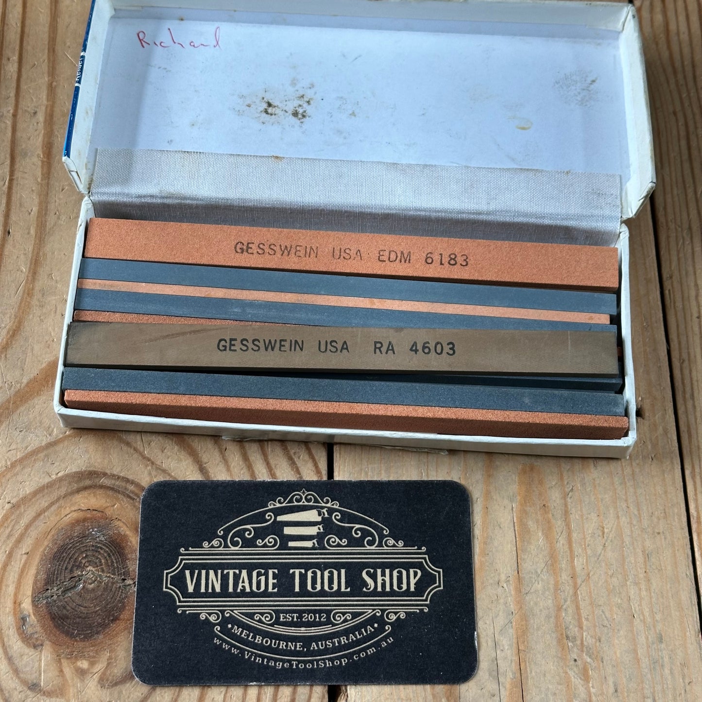 D783 Vintage box of GLASSWEIN made in USA abrasive stones by KEMET
