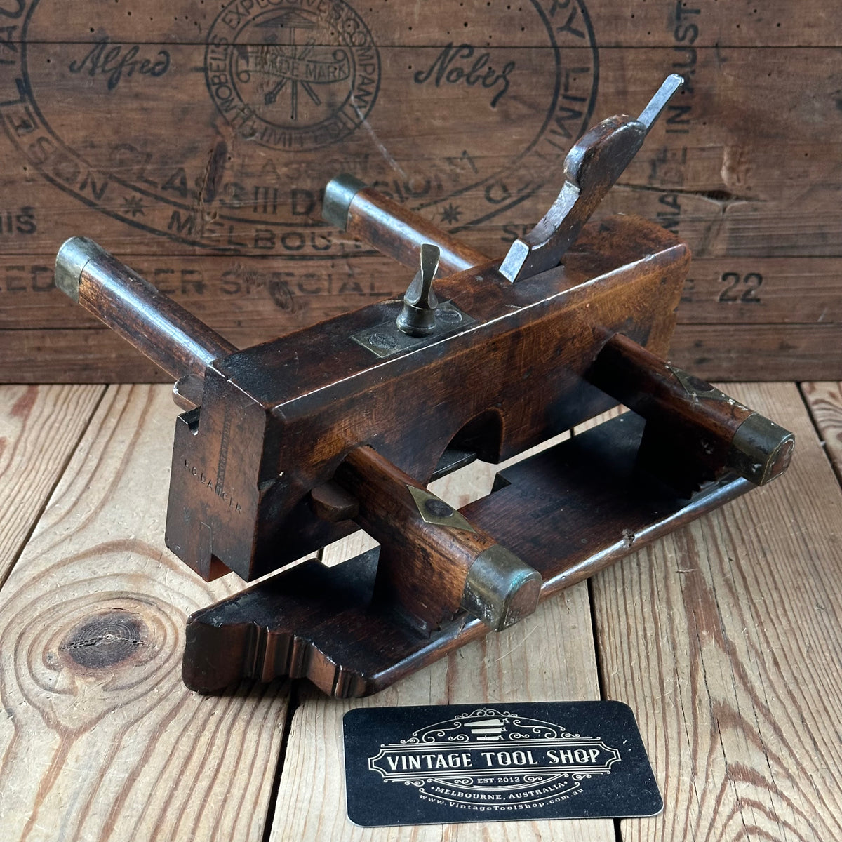 H2605 SCARCE! Antique GOUGH & BOWEN 1840-1855 DADO REBATE PLOUGH PLANE